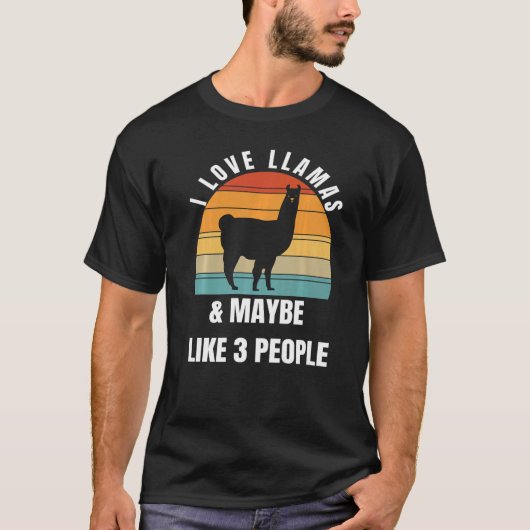 T-shirt J'aime les lamas et peut-être 3 personnes (Devant)