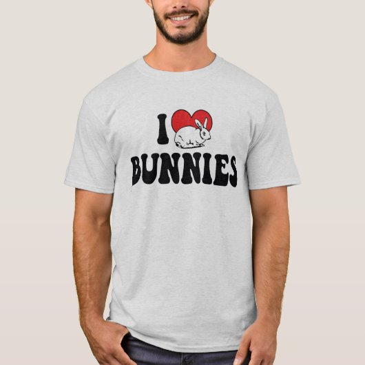 T-shirt J'Aime Les Lapins Lapins De Coeur (Devant)