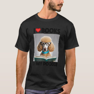 T-shirt J'aime les livres et mon caniche standard lecture 