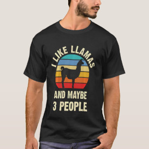 T-shirt J'Aime Les Llamas Et Peut-Être 3 Personnes Drôle V