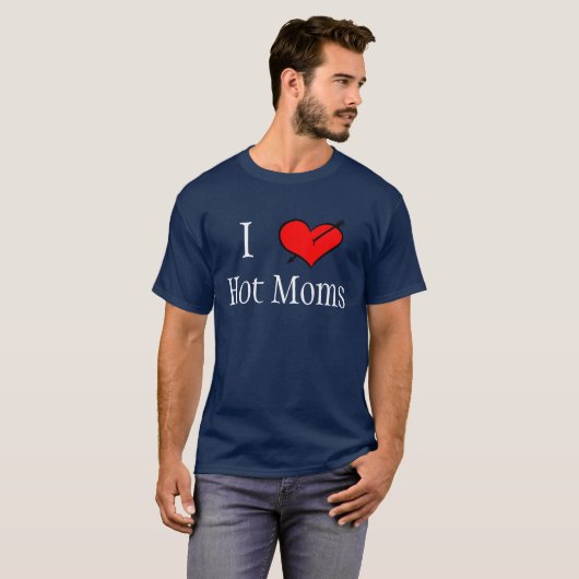 T-shirt J'aime les mamans chaudes (Devant entier)
