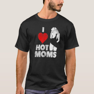 T-shirt J'aime les mamans chaudes détendues du coeur rouge