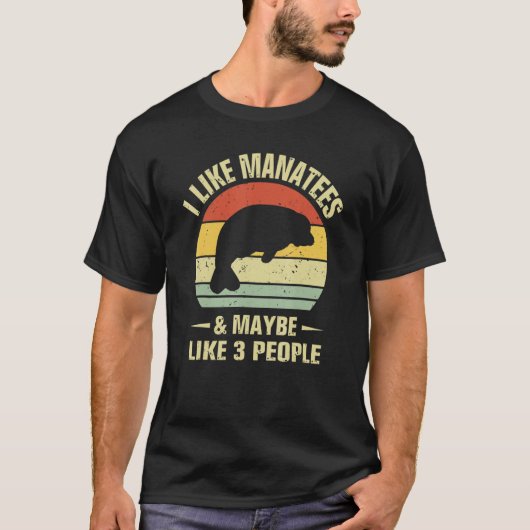 T-shirt J'Aime Les Manates Et Peut-Être 3 Personnes Drôle  (Devant)
