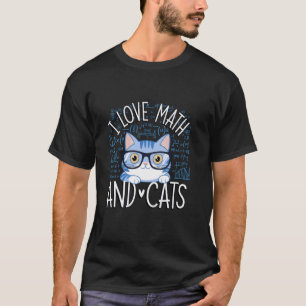 T-shirt J'aime les maths et les chats Cadeaux mignons et r