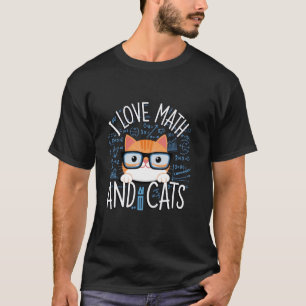 T-shirt J'aime les maths et les chats Cadeaux mignons et r