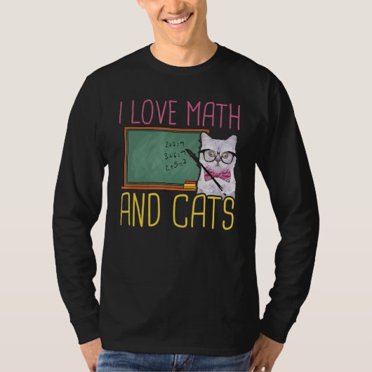 T-shirt J'Aime Les Maths Et Les Chats Chat Kitten Math (Devant)
