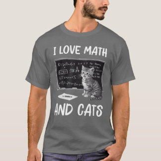 T-shirt J'aime les maths et les chats Drôle amateur de cha