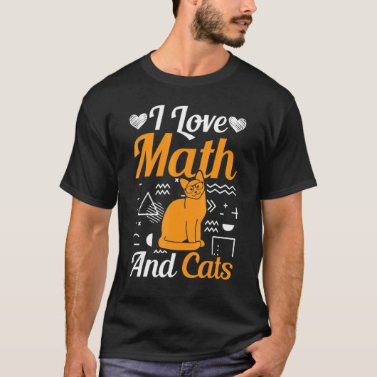 T-shirt J'Aime Les Maths Et Les Chats Graphique Mignon Mat (Devant)