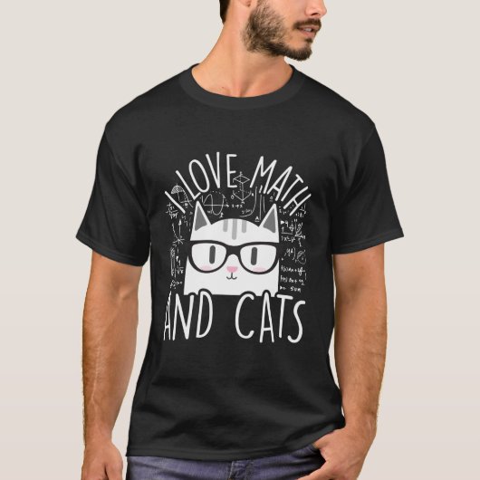 T-shirt J'Aime Les Maths Et Les Chats Kitty Feline Chat (Devant)