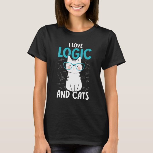 T-shirt J'aime les maths et les chats Logique 2 (Devant)