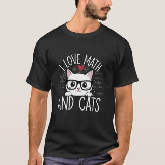 T-shirt J'aime les maths et les chats Mignonne nerd Enseig