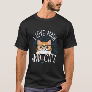 T-shirt J'aime les maths et les chats Mignonne Prof Nerdy