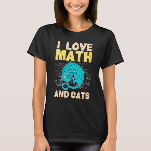 T-shirt J'Aime Les Maths Et Les Chats Mignons Mathématique (Devant)