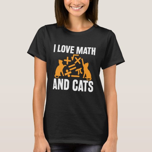 T-shirt J'aime les maths et les chats, professeur chat mig (Devant)