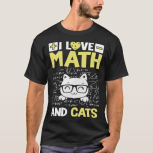 T-shirt J'Aime Les Maths Et Les Chats Propriétaire De Anim