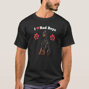 T-shirt J'aime les mauvais garçons Chien Mâle Doberman Pu