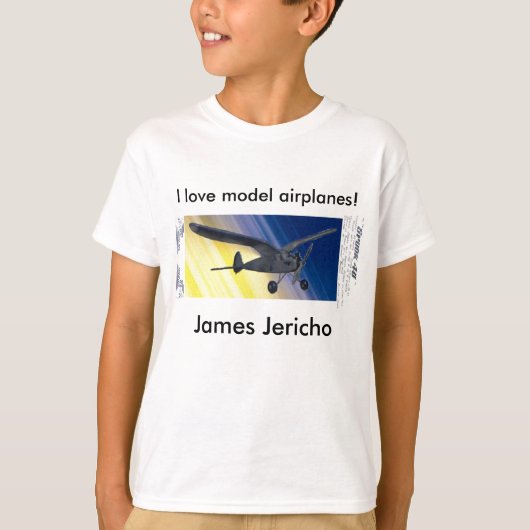 T-Shirt - J'aime les modèles d'avions! avec le nom (Devant)