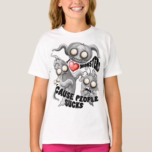 T-shirt J'aime les monstres parce que les gens aiment les  (Devant)