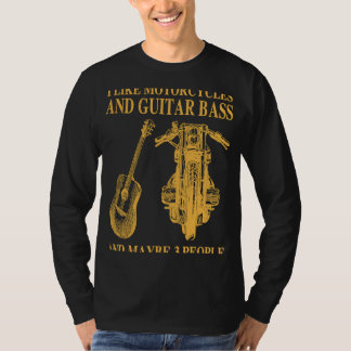 T-shirt J'Aime Les Motocyclettes Et La Basse Guitare Et Pe