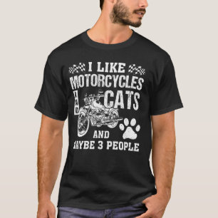 T-shirt J'Aime Les Motos Et Les Chats Et Peut Être 3 Perso