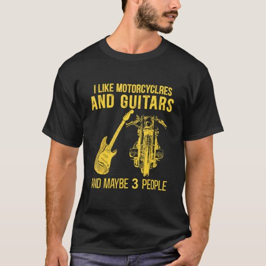 T-shirt J'Aime Les Motos Et Les Guitares Et Peut-Être 3 Pe (Devant)