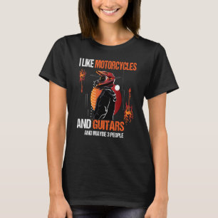 T-shirt J'Aime Les Motos Et Les Guitares Et Peut-Être 3 Pe