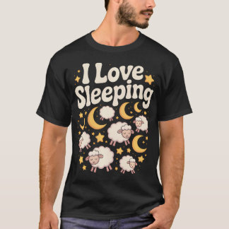 T-shirt J'Aime Les Moutons Endormis Lune Étoiles