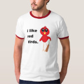 T-shirt J'aime les oiseaux rouges (Devant)
