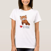 T-shirt J'aime les pandas rouges - panda rouge mignon (Devant)