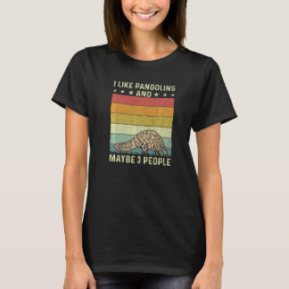 T-shirt J'aime les pangolins et peut-être 3 personnes Rétr