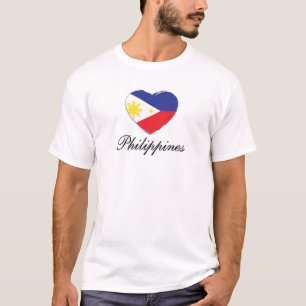 T-shirt J'aime les Philippines avec le coeur de drapeau