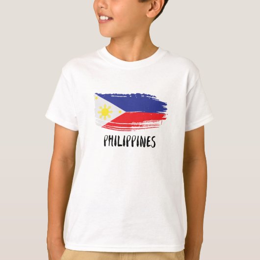 T-shirt J'aime les Philippines avec un drapeau (Devant)
