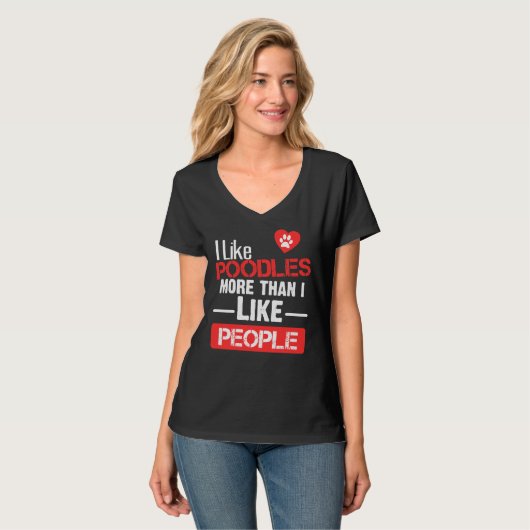 T-shirt J'Aime Les Poodles Plus Que Les Gens. (Devant entier)