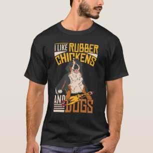 T-shirt J'aime les poulets en caoutchouc et les chiens Po