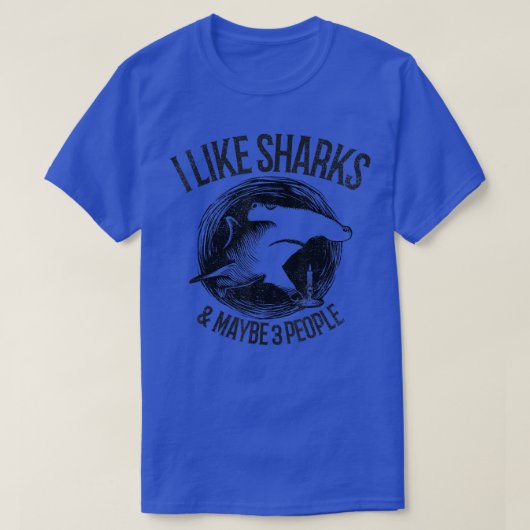 T-shirt J'aime les requins et peut-être 3 personnes (Design devant)
