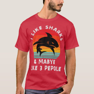 T-shirt J'aime les requins et peut-être 3 personnes requin