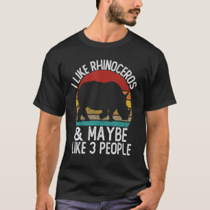 T-shirt J'aime les rhinocéros et peut-être 3 personnes che