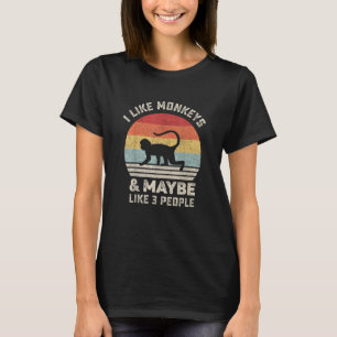 T-shirt J'aime les singes & Peut-être 3 personnes Drôle Ré