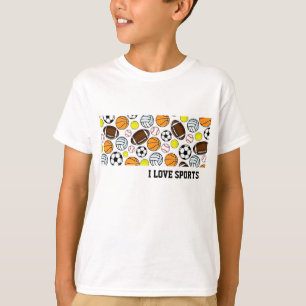 T-shirt J'AIME LES SPORTS Baseball Basket-ball Football Fo