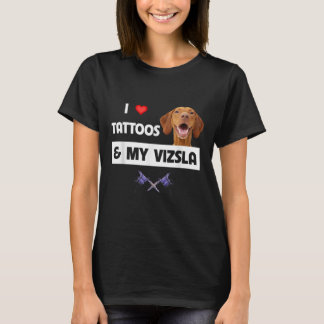 T-shirt J'Aime Les Tattoos Et Mon Chien Vizsla Maman Papa