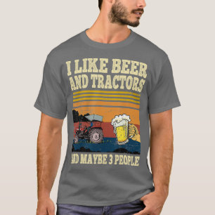 T-shirt J'aime les tracteurs de bière et peut-être 3 per