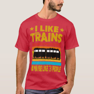 T-shirt J'Aime Les Trains Et Peut-Être 3 Personnes