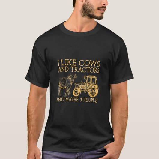 T-shirt J'Aime Les Vaches Et Les Tracteurs Et Peut-Être 3  (Devant)
