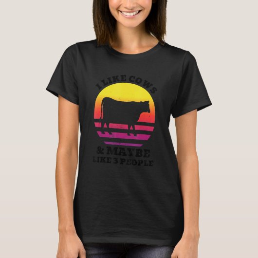 T-shirt J'Aime Les Vaches Et Peut-Être 3 Gens Agricole Fu (Devant)