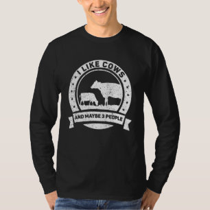 T-shirt J'Aime Les Vaches Et Peut-Être 3 Personnes Agricol