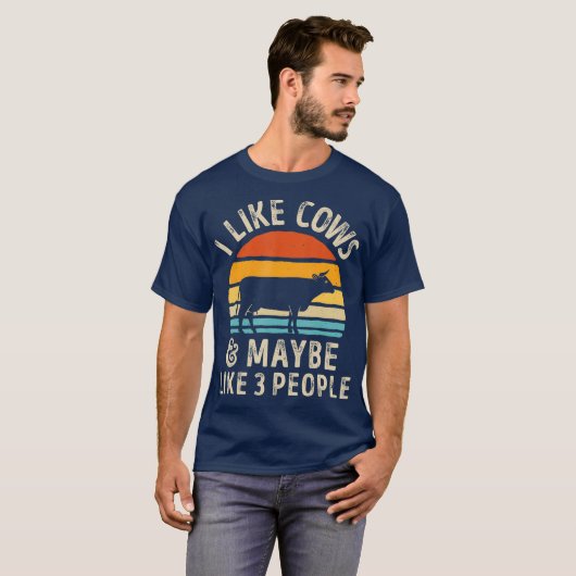 T-shirt J'Aime Les Vaches Et Peut-Être 3 Personnes La Vach (Devant entier)