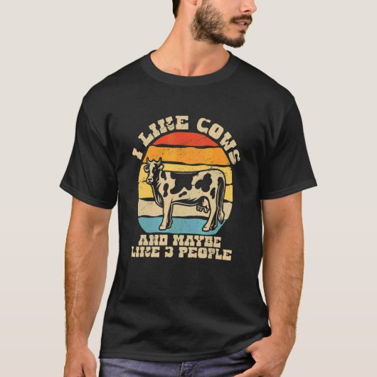 T-shirt J'Aime Les Vaches Et Peut-Être 3 Personnes Vache F (Devant)