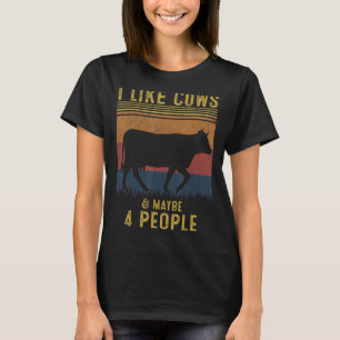 T-shirt J'Aime Les Vaches Et Peut-Être 4 Personnes Fermier