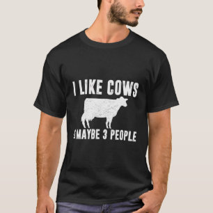 T-shirt J'Aime Les Vaches Peut-Être 3 Personnes Drôle Amou