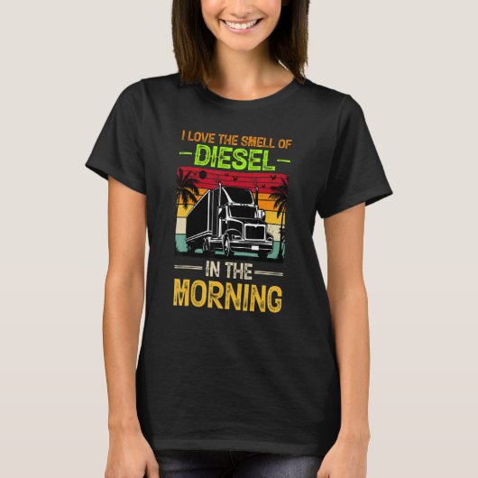 T-shirt J'Aime L'Odeur Du Diesel Dans Le Vêtement Du Matin (Devant)
